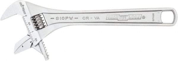 Channellock - 1-9/16" Jaw Capacity, 10" Standard Adjustable Wrench - Chrome Vanadium Steel, Chrome Finish, 10-1/4" OAL - Eagle Tool & Supply