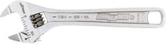 Channellock - 1/2" Jaw Capacity, 4" Standard Adjustable Wrench - Chrome Vanadium Steel, Chrome Finish, 4-1/2" OAL - Eagle Tool & Supply