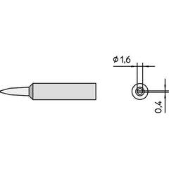 Weller - Soldering Iron Tips; Type: Chisel; Chisel ; For Use With: WXP90; WTP90; WXP65: WP65 ; Point Size: 1.6000 (Decimal Inch); Tip Type: Chisel ; Tip Diameter: 4.750 (Inch); Tip Diameter: 4.750 (mm) - Exact Industrial Supply