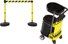 Banner Stakes - 42-1/2" High Plastic Pedestrian Barrier - 15' Long Rope - Eagle Tool & Supply