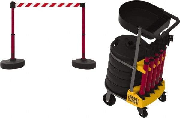Banner Stakes - 42-1/2" High Plastic Pedestrian Barrier - 15' Long Rope - Eagle Tool & Supply