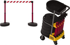 Banner Stakes - 42-1/2" High Plastic Pedestrian Barrier - 15' Long Rope - Eagle Tool & Supply
