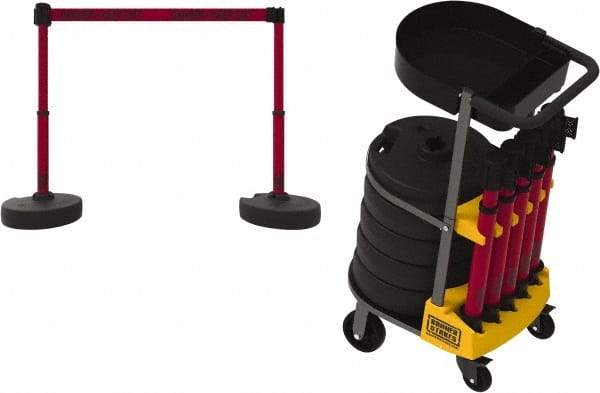 Banner Stakes - 42-1/2" High Plastic Pedestrian Barrier - 15' Long Rope - Eagle Tool & Supply