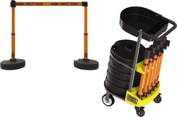 Banner Stakes - 42-1/2" High Plastic Pedestrian Barrier - 15' Long Rope - Eagle Tool & Supply