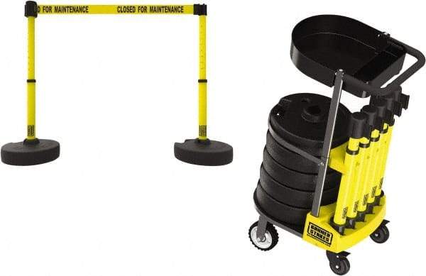 Banner Stakes - 42-1/2" High Plastic Pedestrian Barrier - 15' Long Rope - Eagle Tool & Supply