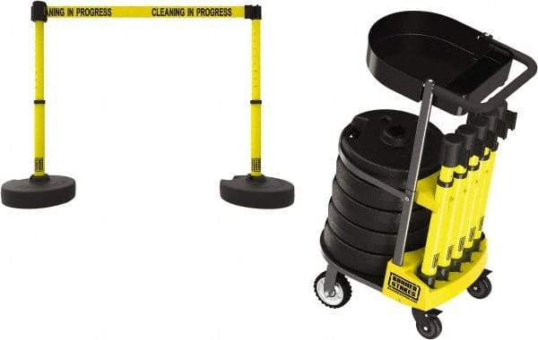 Banner Stakes - 42-1/2" High Plastic Pedestrian Barrier - 15' Long Rope - Eagle Tool & Supply
