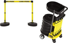 Banner Stakes - 42-1/2" High Plastic Pedestrian Barrier - 15' Long Rope - Eagle Tool & Supply