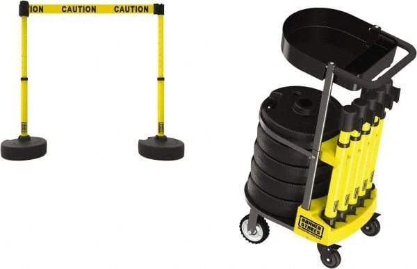 Banner Stakes - 42-1/2" High Plastic Pedestrian Barrier - 15' Long Rope - Eagle Tool & Supply