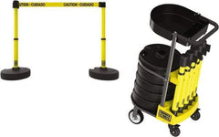 Banner Stakes - 42-1/2" High Plastic Pedestrian Barrier - 15' Long Rope - Eagle Tool & Supply