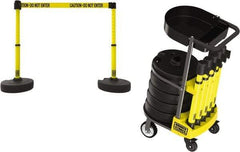 Banner Stakes - 42-1/2" High Plastic Pedestrian Barrier - 15' Long Rope - Eagle Tool & Supply