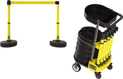Banner Stakes - 42-1/2" High Plastic Pedestrian Barrier - 15' Long Rope - Eagle Tool & Supply