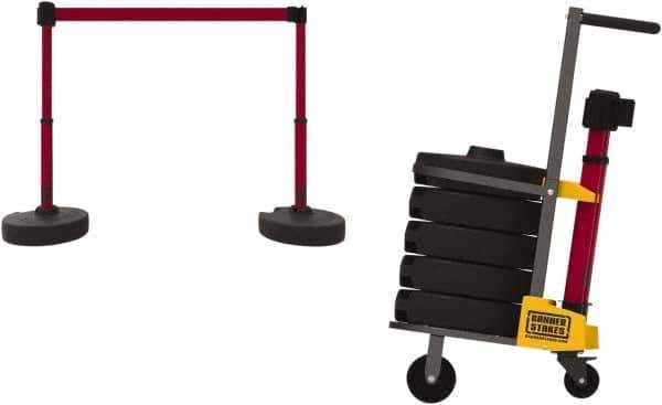 Banner Stakes - 42-1/2" High Plastic Pedestrian Barrier - 15' Long Rope - Eagle Tool & Supply