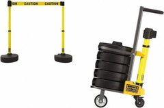 Banner Stakes - 42-1/2" High Plastic Pedestrian Barrier - 15' Long Rope - Eagle Tool & Supply