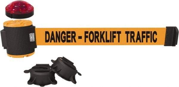 Banner Stakes - 7" High x 30' Long x 2" Wide Magnetic Wall Mount Barrier - Plastic & Polyester, Matte Finish, Orange, Used As Is - Eagle Tool & Supply