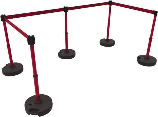 Banner Stakes - 42" High Plastic Pedestrian Barrier - 15' Long Rope - Eagle Tool & Supply