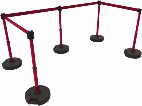 Banner Stakes - 42" High Plastic Pedestrian Barrier - 15' Long Rope - Eagle Tool & Supply