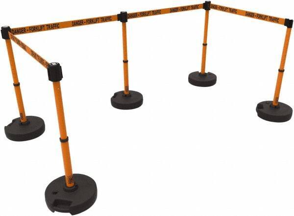 Banner Stakes - 42" High Plastic Pedestrian Barrier - 15' Long Rope - Eagle Tool & Supply