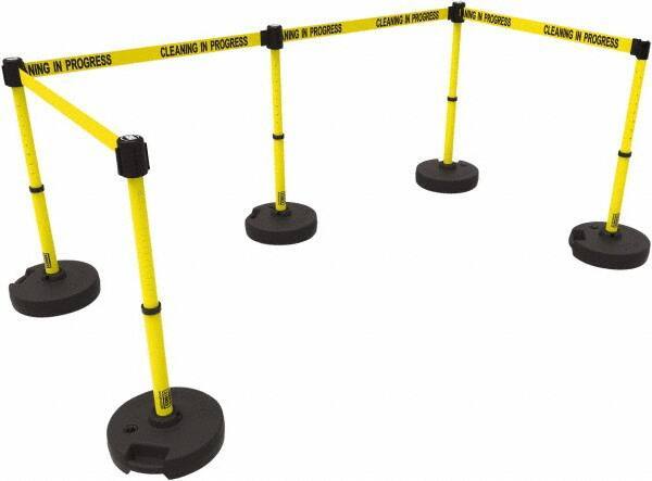 Banner Stakes - 42" High Plastic Pedestrian Barrier - 15' Long Rope - Eagle Tool & Supply
