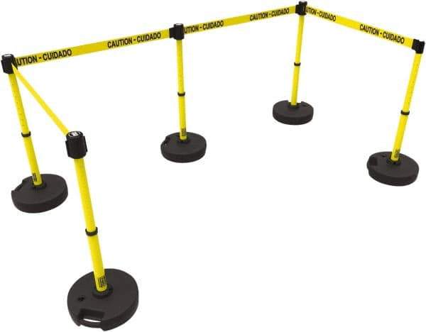 Banner Stakes - 42" High Plastic Pedestrian Barrier - 15' Long Rope - Eagle Tool & Supply