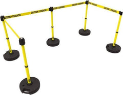 Banner Stakes - 42" High Plastic Pedestrian Barrier - 15' Long Rope - Eagle Tool & Supply