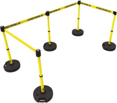 Banner Stakes - 42" High Plastic Pedestrian Barrier - 15' Long Rope - Eagle Tool & Supply