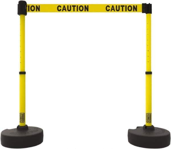 Banner Stakes - 42" High Plastic Pedestrian Barrier - 15' Long Rope - Eagle Tool & Supply