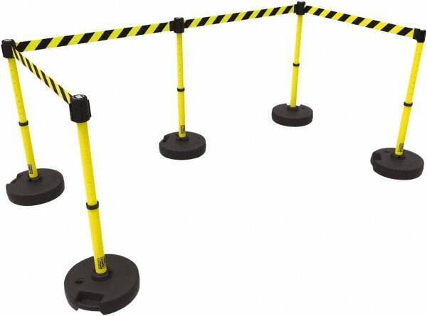 Banner Stakes - 42" High Plastic Pedestrian Barrier - 15' Long Rope - Eagle Tool & Supply