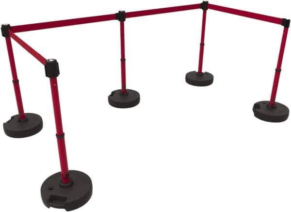 Banner Stakes - 42" High Plastic Pedestrian Barrier - 15' Long Rope - Eagle Tool & Supply