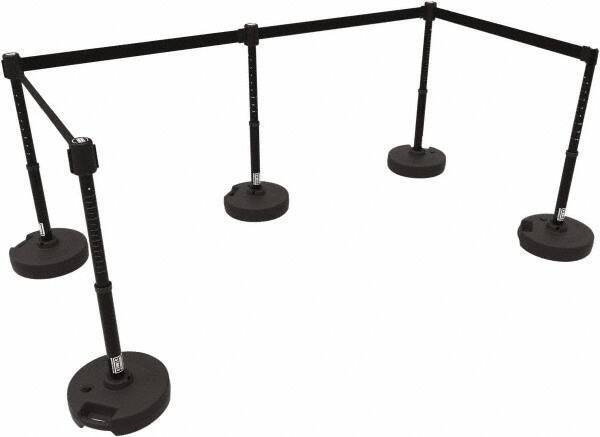 Banner Stakes - 42" High Plastic Pedestrian Barrier - 15' Long Rope - Eagle Tool & Supply