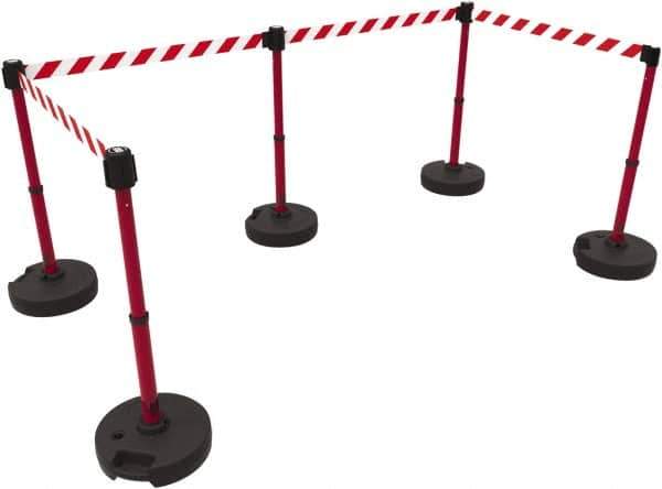 Banner Stakes - 42" High Plastic Pedestrian Barrier - 15' Long Rope - Eagle Tool & Supply