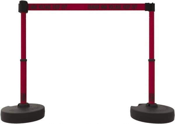 Banner Stakes - 42" High Plastic Pedestrian Barrier - 15' Long Rope - Eagle Tool & Supply