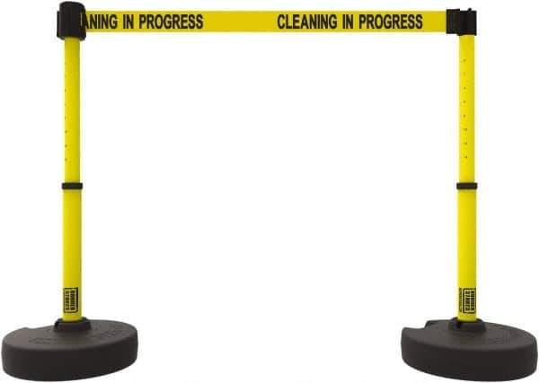 Banner Stakes - 42" High Plastic Pedestrian Barrier - 15' Long Rope - Eagle Tool & Supply