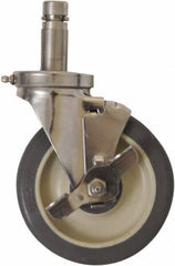 Eagle MHC - 5" Diam x 1-1/4" Wide x 8-1/4" OAH Stem Mount Swivel Caster with Brake - Polyurethane, 300 Lb Capacity, Sealed Precision Ball Bearing, 1" Round Stem - Eagle Tool & Supply