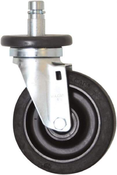 Eagle MHC - 5" Diam x 1-1/4" Wide x 8-1/4" OAH Stem Mount Swivel Caster - Rubber, 300 Lb Capacity, Plain Bearing, 1" Round Stem - Eagle Tool & Supply
