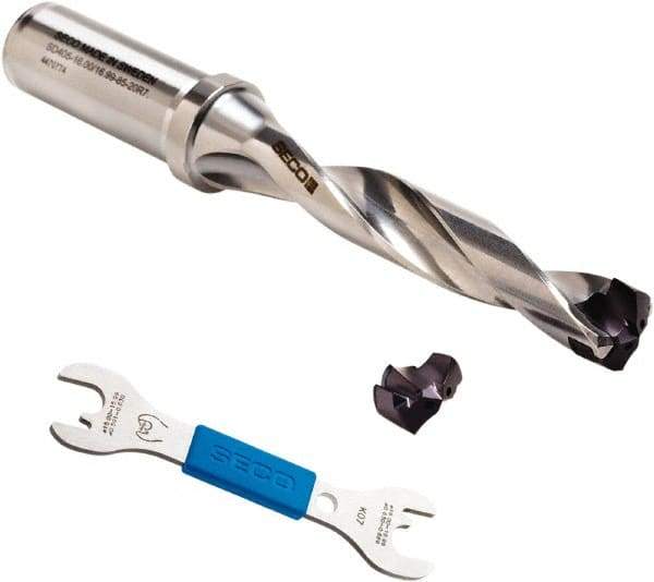 Seco - 13 to 14mm Diam, 3xD, 48mm Max Depth, 0.63" Shank Diam, 111.9mm OAL, Replaceable Tip Drill - SD400 Insert, 13.5 Seat Size, SD403 Toolholder, Series Crownloc Plus - Eagle Tool & Supply