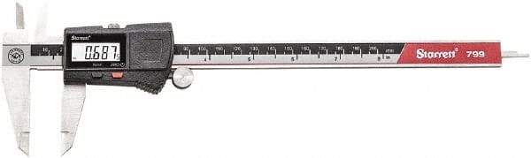 Starrett - 0 to 8" Range 0.0005" Resolution, Electronic Caliper - Stainless Steel with 1-1/2" Stainless Steel Jaws - Eagle Tool & Supply