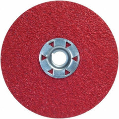 Norton - 4-1/2" Diam 5/8-11 Threaded Hole 80 Grit Fiber Disc - Ceramic Alumina, 11,000 Max RPM - Eagle Tool & Supply