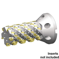 Kennametal - 115 Inserts, 3" Cut Diam, 46.2mm Arbor Diam, 9.2938" Max Depth of Cut, Indexable Square-Shoulder Face Mill - 0° Lead Angle, 11-1/2" High, SNHJ1206.. Insert Compatibility, Through Coolant, Series HARVI Ultra 8X - Eagle Tool & Supply