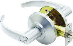 Stanley - Grade 2 Entry Lever Lockset for 1-3/8 to 2" Thick Doors - 2-3/4" Back Set, Best SFIC Cylinder, Brass, Satin Chrome Finish - Eagle Tool & Supply