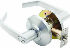 Stanley - Grade 2 Classroom Lever Lockset for 1-3/8 to 2" Thick Doors - 2-3/4" Back Set, Best SFIC Cylinder, Brass, Satin Chrome Finish - Eagle Tool & Supply