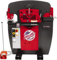 Edwards Manufacturing - 8-7/8" Throat Depth, 60 Ton Punch Pressure, 1-1/16" in 5/8" Punch Capacity Ironworker - 5 hp, 3 Phase, 460 Volts, 46-1/8" Wide x 56-1/8" High x 36-1/8" Deep - Eagle Tool & Supply