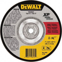 DeWALT - 7" Wheel Diam, 3/32" Wheel Thickness, 5/8" Arbor Hole, Type 27 Depressed Center Wheel - Fine/Coarse Grade, Ceramic, 8,700 Max RPM - Eagle Tool & Supply