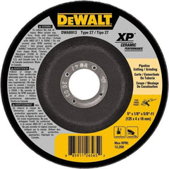 DeWALT - 5" Wheel Diam, 1/8" Wheel Thickness, 5/8" Arbor Hole, Type 27 Depressed Center Wheel - Fine/Coarse Grade, Ceramic, 12,200 Max RPM - Eagle Tool & Supply