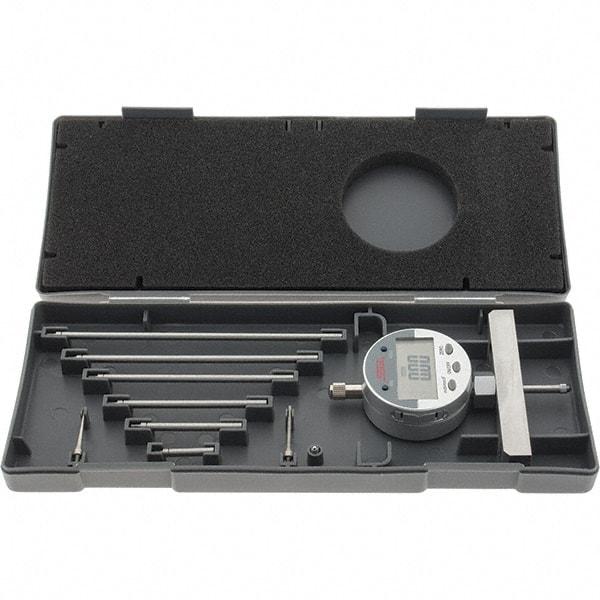 SPI - 0" to 22" Steel Electronic Depth Gage - 0.001" Accuracy, 0.0005" Resolution, 4" Base Length - Eagle Tool & Supply
