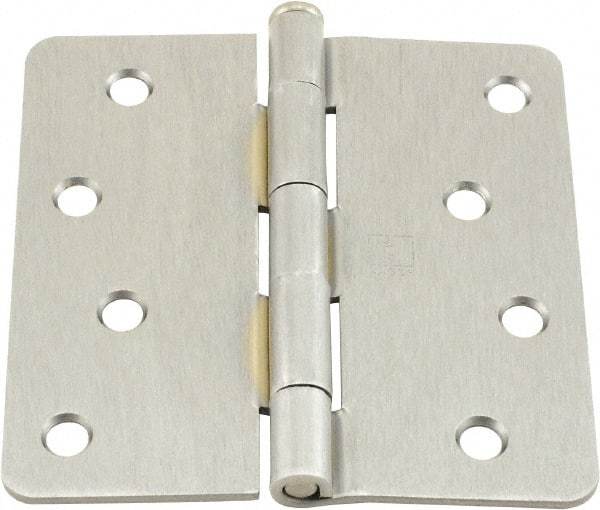 Hager - 4" Wide x 4" High 1/4 Radius Residential Hinge - Round Edge, Steel, Satin Chrome Finish - Eagle Tool & Supply