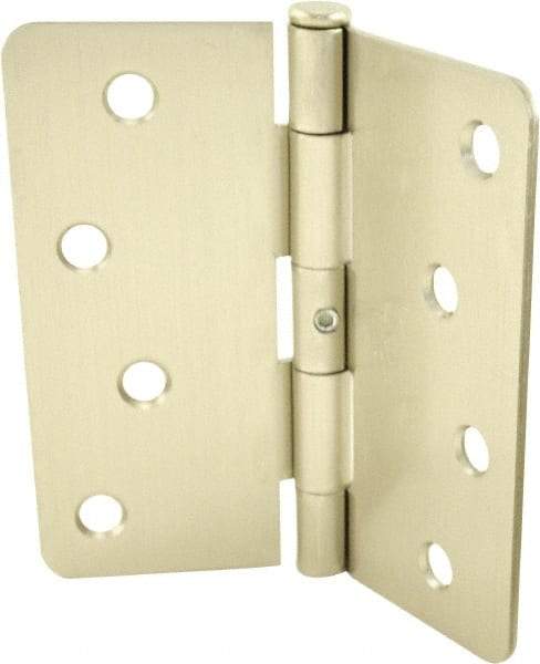 Hager - 4" Wide x 4" High 1/4 Radius Residential Hinge - Round Edge, Steel, Satin Nickel Finish - Eagle Tool & Supply