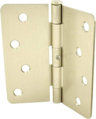 Hager - 4" Wide x 4" High 1/4 Radius Residential Hinge - Round Edge, Steel, Satin Nickel Finish - Eagle Tool & Supply