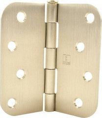 Hager - 4" Wide x 4" High 5/8 Radius Residential Hinge - Round Edge, Steel, Satin Nickel Finish - Eagle Tool & Supply