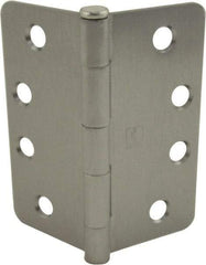 Hager - 4" Wide x 4" High 1/4 Radius Residential Hinge - Round Edge, Steel, Satin Chrome Finish - Eagle Tool & Supply