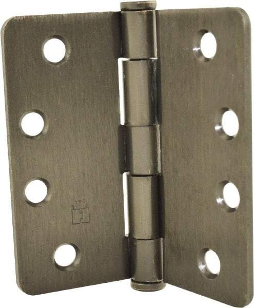 Hager - 4" Wide x 4" High 1/4 Radius Residential Hinge - Round Edge, Steel, Oil Rubbed Bronze Finish - Eagle Tool & Supply